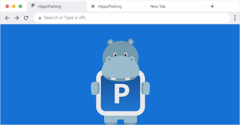 Браузер с логотипом Hippoparking.